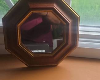 Octagonal Decorative Mirror with Wood Frame