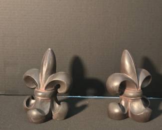 Cast Iron Fleurdelis Bookends Set of 