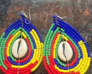 Maasai Beaded Earrings with Cowrie Shells
