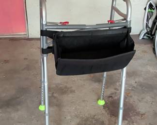 Adjustable Aluminum Walker with Storage Pouch