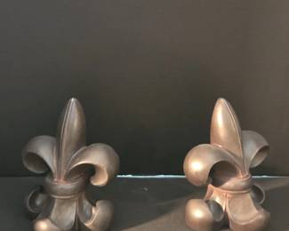 Vintage Cast Iron Fleurdelis Bookends
