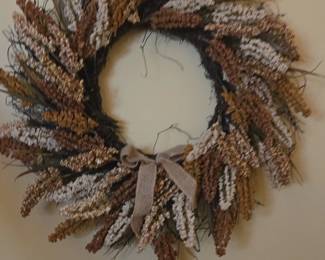 Dried Wheat and Millet Wreath with Burlap Bow