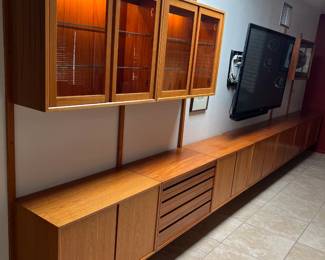 Rare Vintage 18-Foot Scandinavian Teak Modular Wall System
