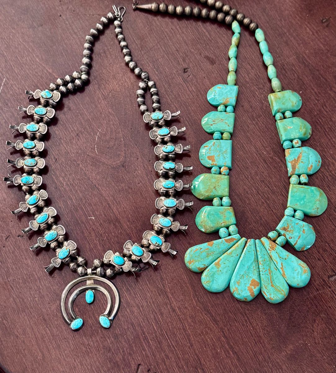 Navajo squash blossom turquoise necklaces