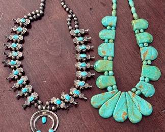 Navajo squash blossom turquoise necklaces
