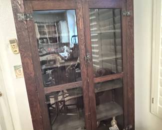 Antique mission style display cabinet