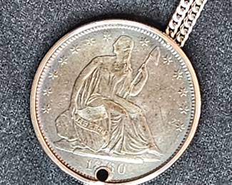 Silver coin watch fob