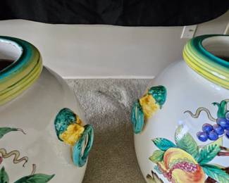 Italian polychrome tuscany flower pot urns Hand painted 