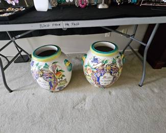 Italian polychrome tuscany flower pot urns Hand painted 