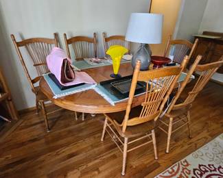 Solid wood dining room table and chair set 