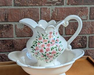 Vintage ceramic pitcher and was basin set