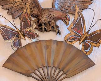 Wooden Federal Eagle, and MCM metal wall decor
