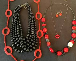 CL156Red  Black Costume Jewelry