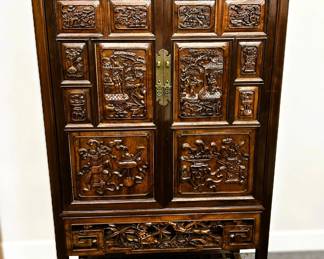  Asian-Style Carved Hardwood Cabinet