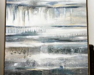  Large Contemporary Abstract Painting in Wood Frame