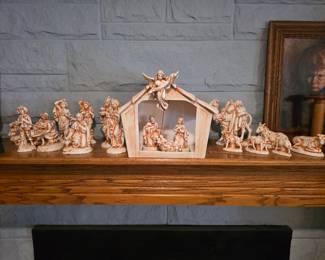 vintage ceramic nativity scene set 1970s