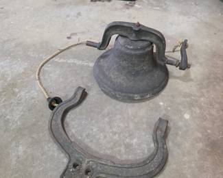 Antique Original Cast-Iron Old School Bell Church Bell Bell W Mount, says Mexico on it.