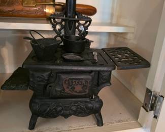 Vintage Crescent Cast Iron Stove with Accessories