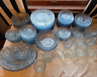 Anchor Hocking Blue Bubble Depression Glass dish set.