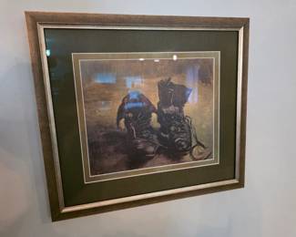 Framed print of "A Pair of Shoes" (1886) by Vincent van Gogh.