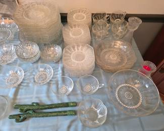 Vintage COLUMBIA Bubble Federal Glass Company Square dishes