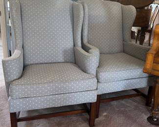Chippendale style wingback chairs