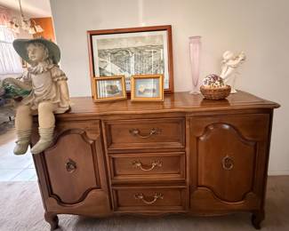 Louie XV style dresser/ side board. Farm house credenza. Pecan finish