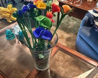 Murano Style Blown Glass Floral Arrangement