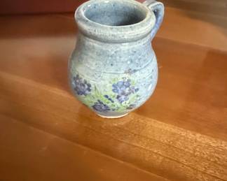 Hand-Painted Ceramic Pitcher with Bluebonnet Design