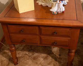 Wooden End Table with Four Drawers