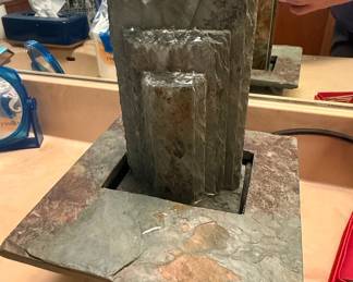 Multi-Tiered Slate Tabletop Fountain with LED Light