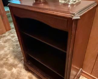 Mahogany Open Bookcase with Carved Frieze