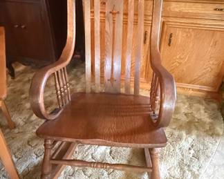 Oak Spindle Back Rocking Chair