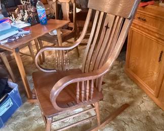 Oak Spindle Back Rocking Chair