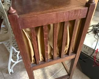 Antique Wooden Sewing Box with Upholstered Lid