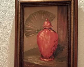 Still Life with Ginger Jar and Fan Painting by Verner