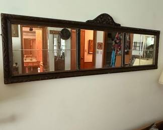 Ornate Carved Wood 3-Panel Mirror