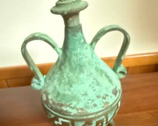 Antique Bronze Ewer/Censer with Handles and Finial