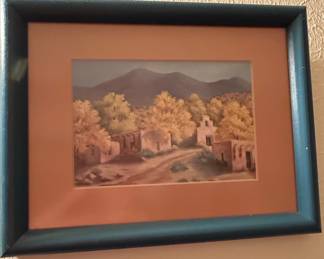 Southwestern Adobe Village Landscape Painting by K. Brueggemann