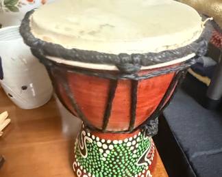 Hand-Painted Djembe Drum from Costa Rica