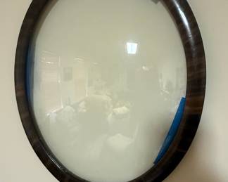 Round Convex Mirror with Ebonized Wood Frame