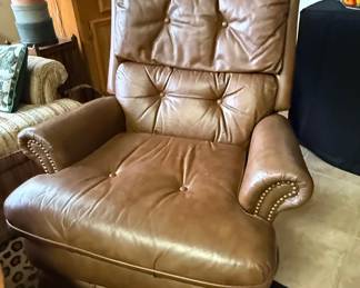 Brown Leather Tufted Recliner Armchair by La-Z-Boy