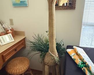 Wicker Giraffe Planter Stand