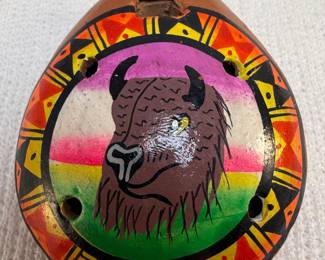 Hand-Painted Peruvian Ocarina with Buffalo Design