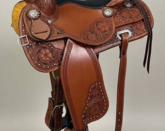 Classic Equine Floral Tooled Western Saddle