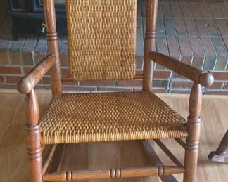 Kennedy Style Oak and Woven Rocking Chair