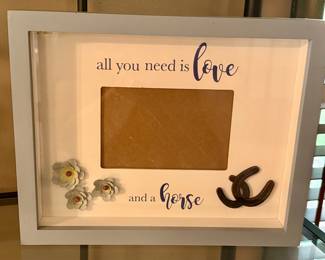 Inspirational Quote Picture Frame with Horseshoe and Floral Embellishments