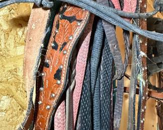 Western Horse Bridles and Reins Set with Braided Accents