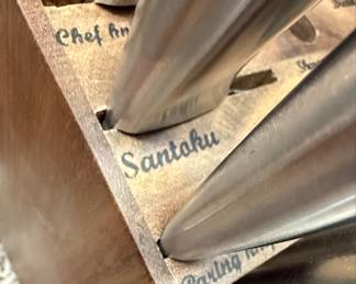 Santoku Knife Set with Wooden Block