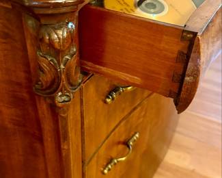 Flame Mahogany Serpentine Chest of Drawers